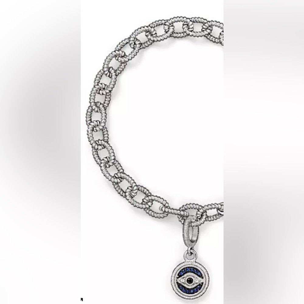 Luxury Minimalist Authentic Judith Ripka sapphire Evil Eye Charm Bracelet